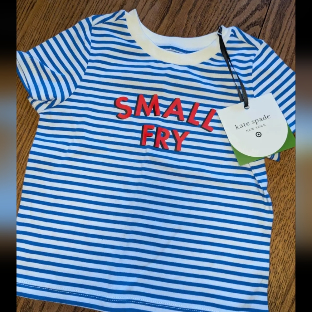 Kate Spade Kids Blue Striped Tee with Red Print. Size 3T. Brand New